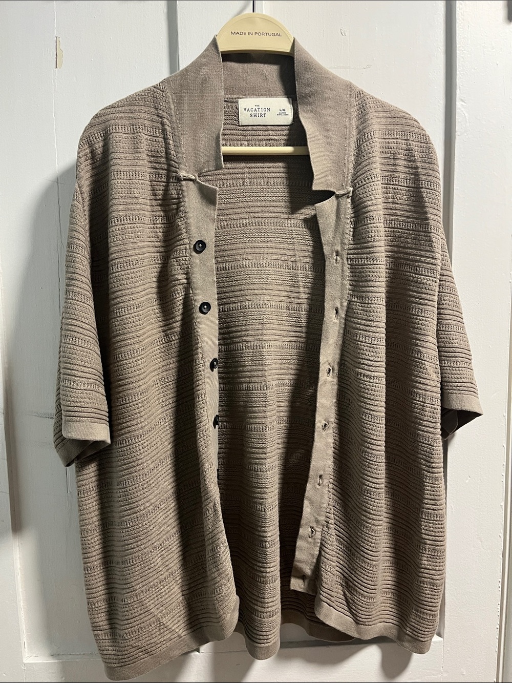 Bluenotes Taupe Textured Short-Sleeve Knit Shirt Jacket A043